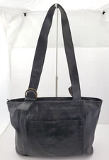 I MEDICI FIRENZE Black Italian Leather Large Tote/Shopper Bag Used/White Patina