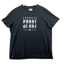 Lacoste Sport Ultra Dry Men's Size 7 XXL Solid Black Graphic Crew T-Shirt