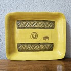  Studio Art Pottery Bison Dish Vtg Handmade Signed Yellow  — photo 8