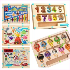 Montessori Magnetic Color Sorting Maze Number Maze Toys Wooden Puzzle