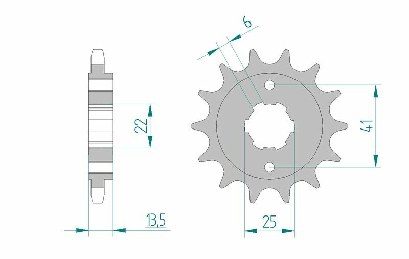 Pignon standard acier AFAM 20506 pas 525 pour moto de route