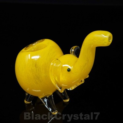 4.5 in Handmade Giant Yellow Elephant Animal Tobacco Smoking Bowl Glass  Pipes