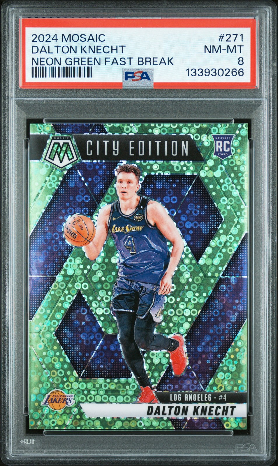 2024 PANINI MOSAIC NEON GREEN FAST BREAK #271 DALTON KNECHT 2/5 PSA 8