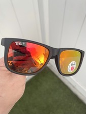 New Ray Ban Justin Polarized RB4165 4165 Black Red Flash Lens Size 54/16