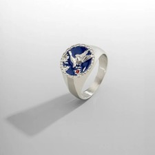 ENAMEL SWALLOW SIGNET RING (SILVER)