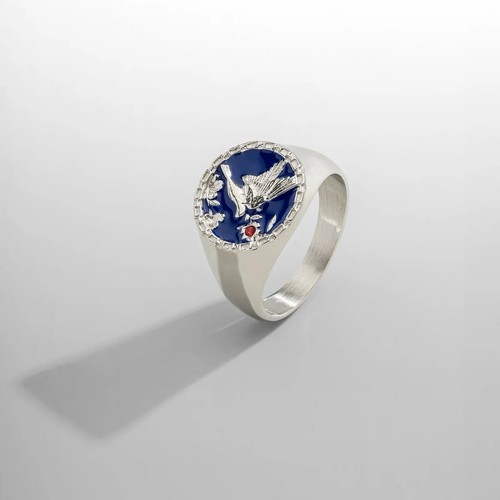 ENAMEL SWALLOW SIGNET RING (SILVER)