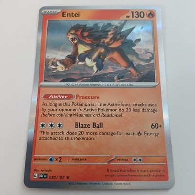 Pokémon TCG: Entei (Holo) 030/197 - Obsidian Flames - NM Condition