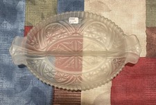 Vintage Anchor Hocking Stars & Bars Divided Relish Dish 10" Frosted Glass