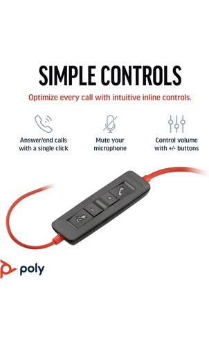 Casque stéréo USB-C noir POLY Blackwire 3220 + adaptateur USB-C/A. NEUF avec P&P - Photo 3/5