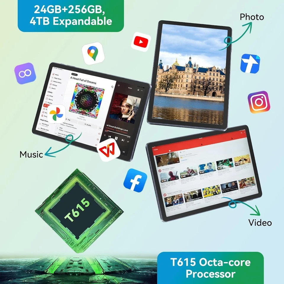 KINGRID W90 Tablet 10 inch,Android 15 Tablet–Gemini AI,24GB RAM+256GB ROM+2TB - Image 4 of 4