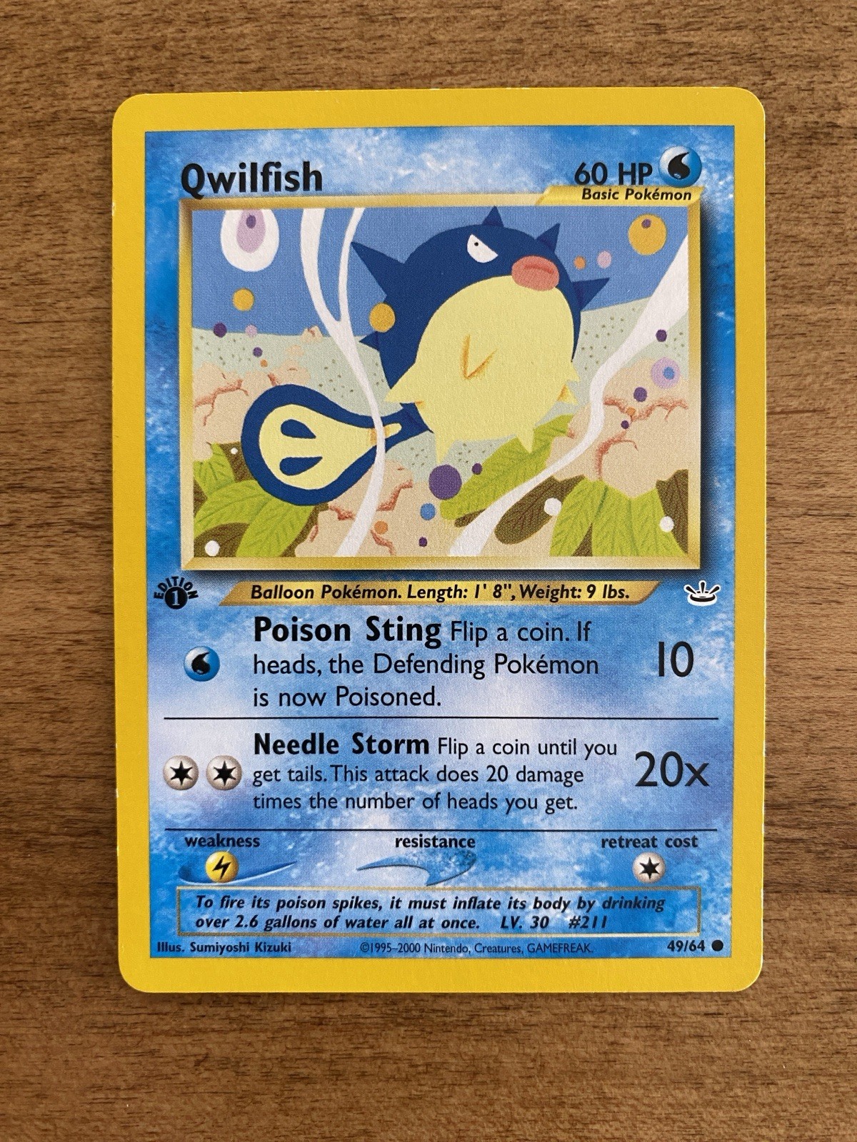 Pokémon TCG - 1st Ed. Qwilfish 49/64 - Neo Revelation NM/LP - WOTC Vintage 2001