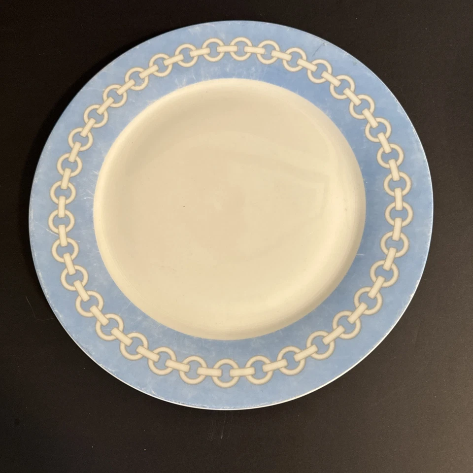 5 - Happy Chic -Jonathan Adler 10.5" PLATOS DE CENA Azul Blanco Cadena Patrón LEER Foto 4 de 4