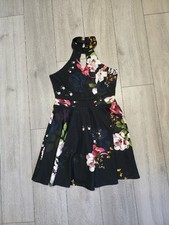 Select - black floral summer skater dress size 14