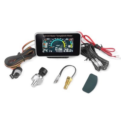 Auto Car LCD Meter Digital Oil Pressure Voltage Water Temperature Gauge 3-in-1
