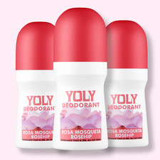 Yoly Roll-On Deodorant Rosehip 2.53 fl oz  Freshness  Skin Care 3-Pack 