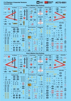 Microscale 1/72 F-4 Phantom II Assorted Versions Grey Surface Data Stencil Decal
