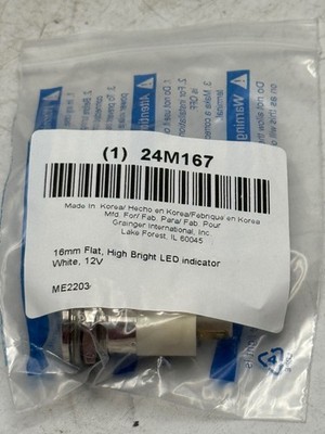Flush Panel Light: 16 mm Mounting Hole Diam LED, Flush Head, H16 24M167- 5PK