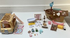 Sylvanian Families Bundle: nursery bus, pirate ship, nursery set, bathroom set