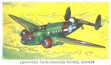WWII Trading Card Lockheed Twin Engined Patrol Bomber Bombardment Insignia
