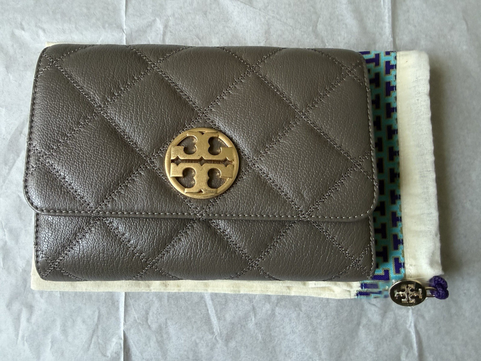 Tory Burch Willa Chain Wallet Crossbody Bag Volcanic Stone R