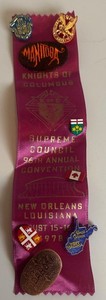 VTG Knights of Columbus Ribbon 1978 Supreme Council 96th Annual Convention Pins