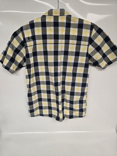 Under Armour Mens Shirt Yellow & Black Plaid Double Pocket Casual Button Large - Bild 3 von 7