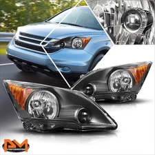 For 07-11 Honda CRV OE Style Headlights/Lamps Assembly Black Housing Amber Side