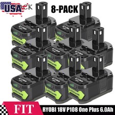 8PACK For RYOBI 18V P108 High Capacity Battery 18Volt Lithium-Ion One Plus 6.0Ah