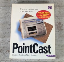 PointCast Internet Broadcast News Software for Windows CD-ROM 1996 Vtg Big Box