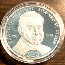 elf Liberia 20 D 2000 Presidents Richard Nixon Silver OGP