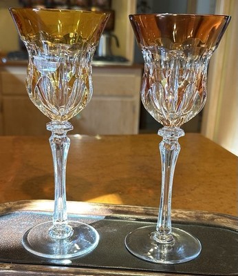 Pair Of Lippert Romer Wine Glasses Amber and Yellow