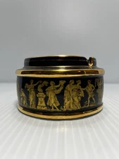 Vintage Spyropoulos Ashtray Hand Made Greece 24 K Gold Cobalt Blue EUC