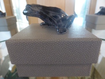 Lalique grauer springender Frosch - Grenouille Gris - Kristallglas Figur neu im Karton