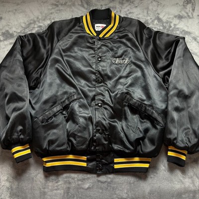 Vintage Chuck Bernie's Local 14 Tavern Satin Varsity Jacket Men Large Black