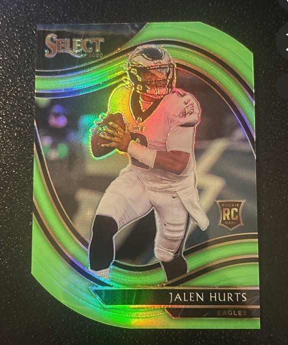2020 Panini Select - Field Level Jalen Hurts #350 Neon Green Prizm Die-Cut (RC)