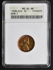 1938-S/S Wheat Cent ANACS MS 64 RB