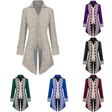 Mens Victorian Gothic Tailcoat Jacket Steampunk Medieval Frock Coat Costume