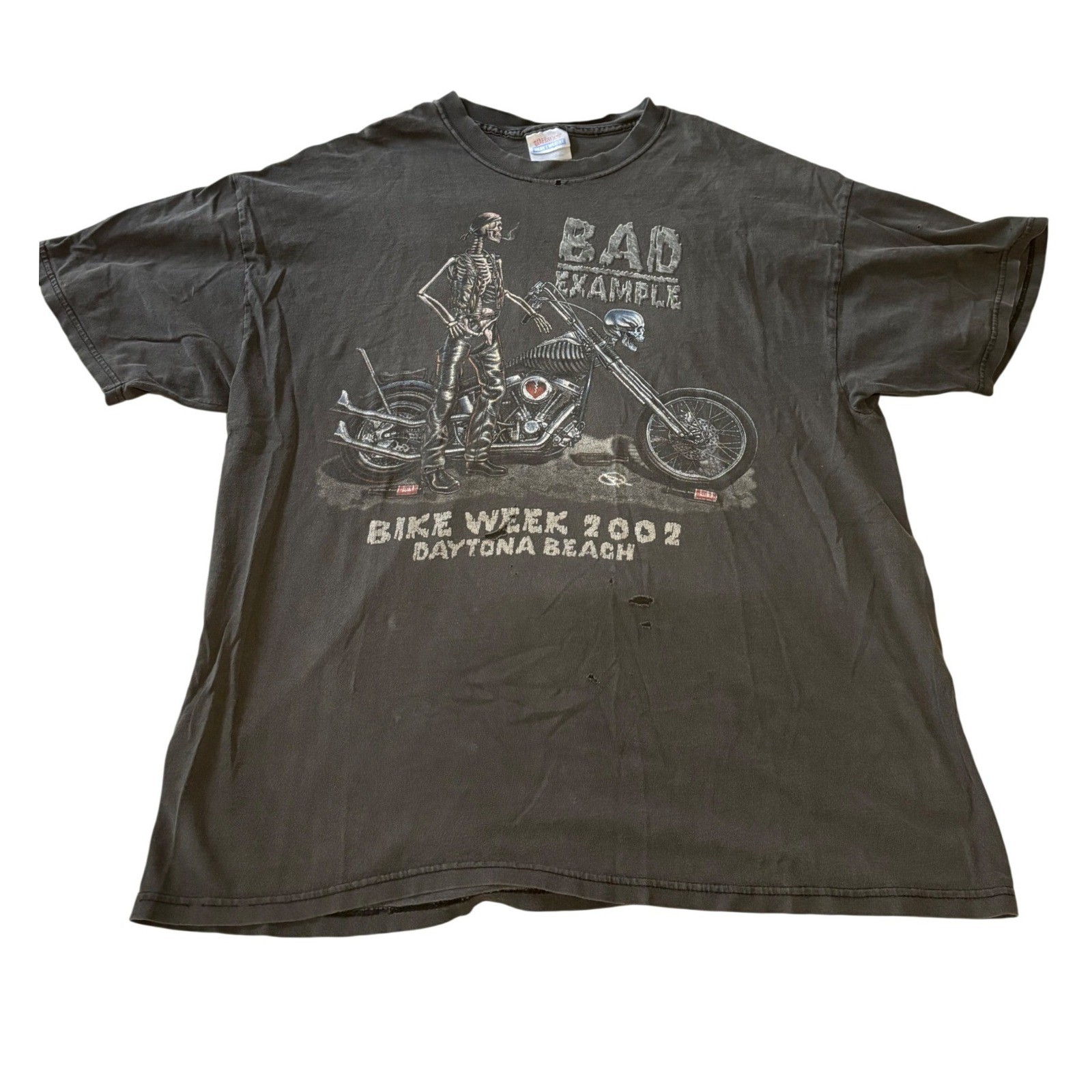 VTG 2002 Daytona Beach Bike Week T Shirt XL Thrashed Distressed Biker Chopper