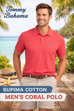 Tommy Bahama Men's Coral Supima Cotton Polo Shirt Size Medium