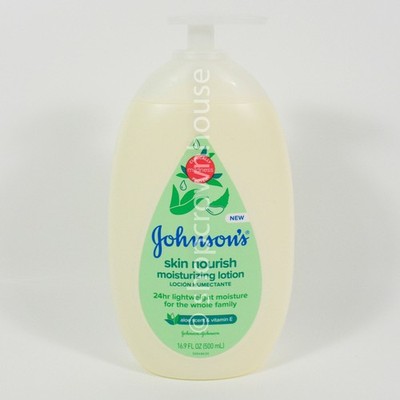 Johnson's Skin Nourish 24H Moisturizing Lotion ALOE SCENT & VITAMIN E 16.9 fl oz