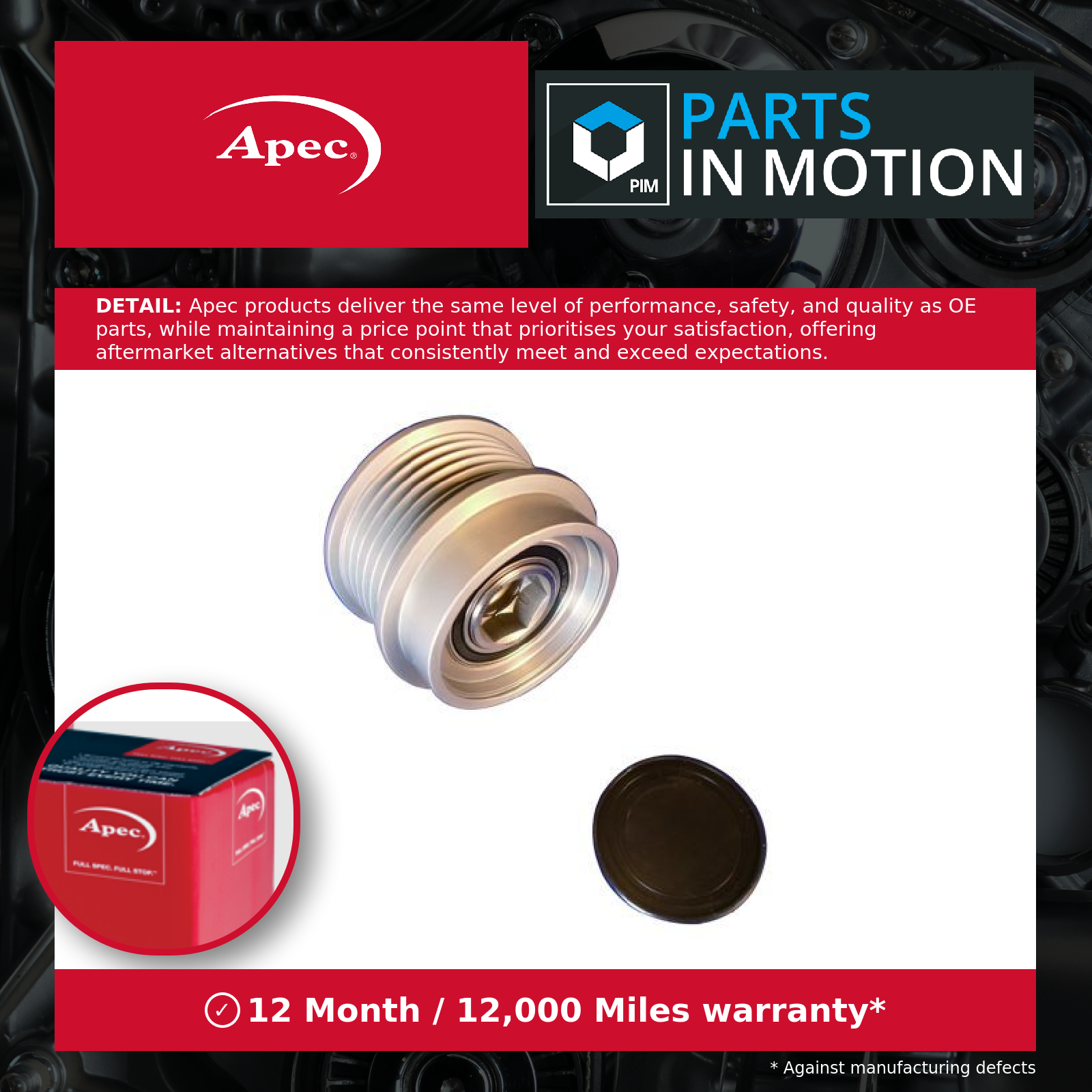 Overrunning Alternator Pulley fits DODGE CARAVAN RG 3.3 00 to 07 Clutch Apec New - Image 8