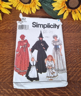 Simplicity Schnittmuster 9982 Erwachsene Hexe Winkel Kostüm PT bis LG Vintage USA