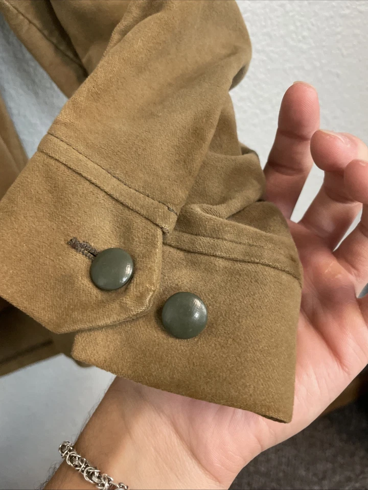 Camisa Con Cordones Años 50 Gamuza Tostada Rara Verdadera De Colección Talla Pequeña Informal Gamuza Haya Foto 4 de 4