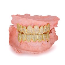 Txdvbls Grillz - Gold Diamond Vampire Fangs Teeth Grills for Halloween Costumes