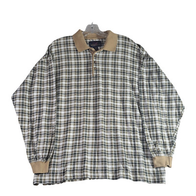 DB Classic Plaid Polo Shirt Mens Large 100% Cotton Retro Classic Vintage 90s