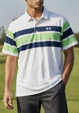 Under Armour Men  s XL The Playoff Polo Golf Shirt White Navy Green Loose Fit