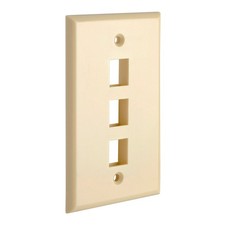 Keystone Wall Plate 3 Port 1-Gang Faceplate Standard Size Keystone Insert Ivory