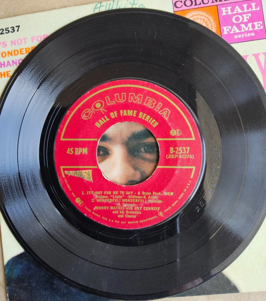 2 vinyl records 45 rpm, Johnny Mathis & Andy Griffith Foto 2 de 4