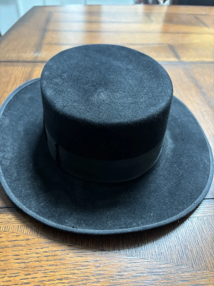 Sombrero bolero occidental negro | Corona de jugador de fieltro de lana | Ala ancha unisex Foto 3 de 4