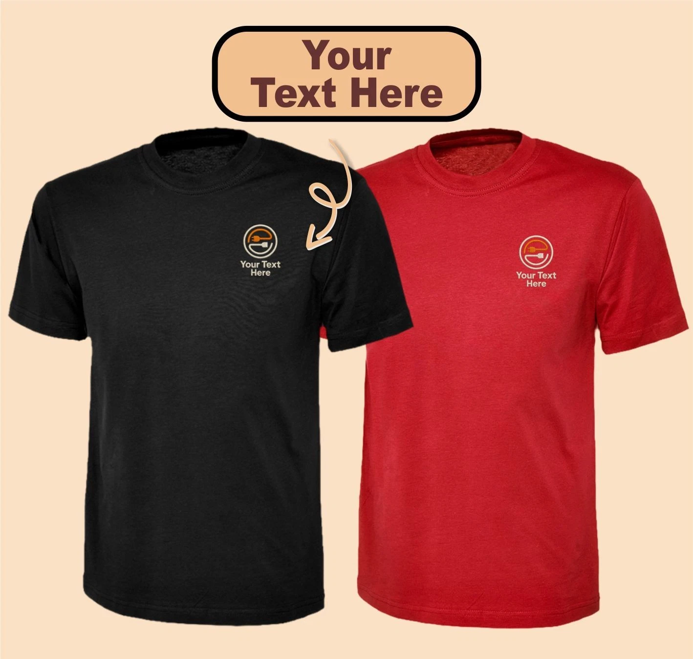Personalised Embroidered T Shirt with Electrician Logo, Unisex Workwear T Shirt